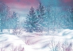 Pink and Blue Winter Scene 2