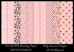 Pink Patterned A4 Papers set of 10