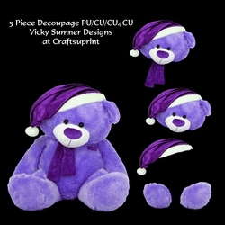 Purple Christmas Teddy Decoupage