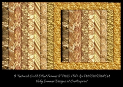 Gold Effect Textured 8x8 Frames set of 9