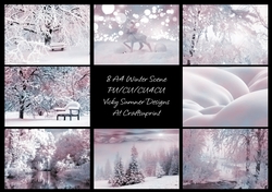 Pink and Blue Winter Scene 2