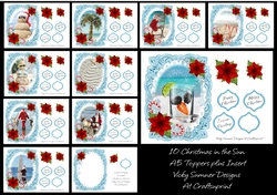 Christmas in the Sun A5 Toppers set of 10 Plus Insert