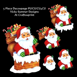 Santa in the Chimney Decoupage 