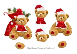 Christmas Teddy with Toy Sack Clipart 1