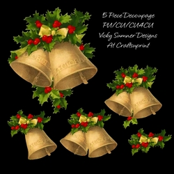 Christmas Bells and Holly Decoupage