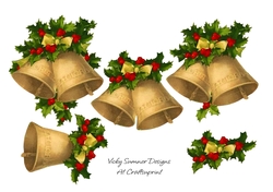 Christmas Bells and Holly Clipart