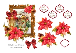 Christmas Lamp and Poinsettia Scene 1