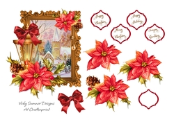 Christmas Lamp and Poinsettia Scene 5