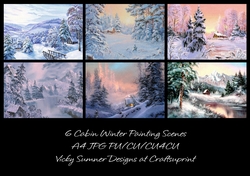 Winter Cabin A4 Painting Scenes
