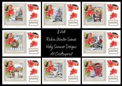 Robin Winter Scene set of 8