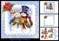 Snowman Couple Carol Singing