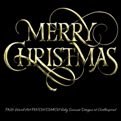 Merry Christmas Gold Word Art