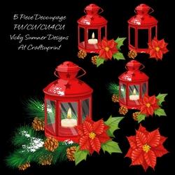 Lantern and Poinsettia Decoupage