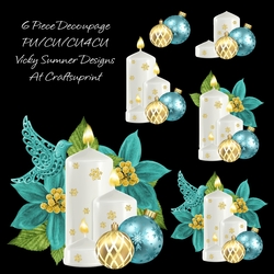 Teal Candle Decoupage 