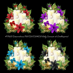 Christmas Candle Arrangement 4 Colours PNG