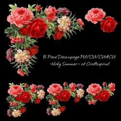 Rose and Carnation Vignette Decoupage