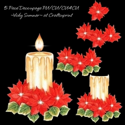Candle and Poinsettia Decoupage