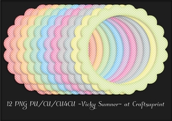 Spring Polka Dot Scolloped Circle Frame PNG