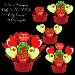 Valentine Frog Basket of Cookies