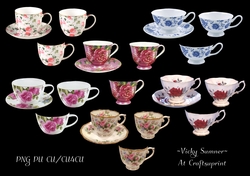 China Tea Cup and Saucer set of 6 PNG