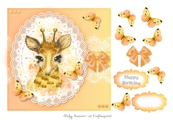 Giraffe and Butterflies