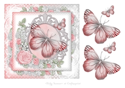 Pink and Grey Butterfly Floral