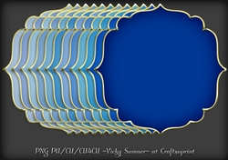 Blue Hues Gold Edged Shaped Mat 2