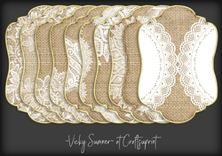 Burlap and Lace Gold Edged Mat 1