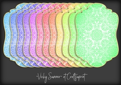 Pastel Damask Gold Edged Shaped Mat 1