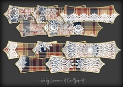 Tartan and Lace Gold Edged Pointed Sentiment Tag