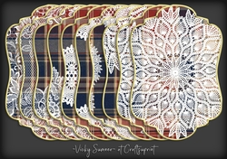 Tartan and Lace Gold Edged Shaped Mat 1