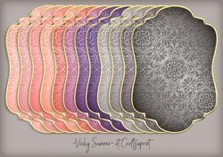 Sunset Gold Edged Damask Shaped Mat 1