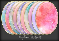 Pastel Watercolour Gold Edged Oval Mat
