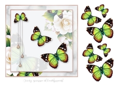 Opulent Simlpy Green Butterflies Card Front