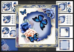 Opulent Blue Rose and Butterfly Mini Kit