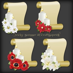 Candle Flower and Scroll