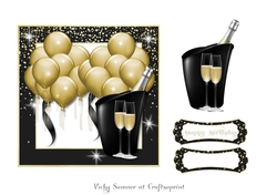 Gold Balloons Birthday Champagne