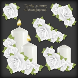 White Roses and Candles Decoupage