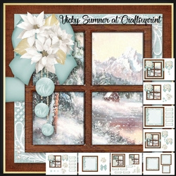 Cool Mint Christmas Window Scene Mini Kit