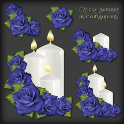 Navy Rose and Candle Decoupage