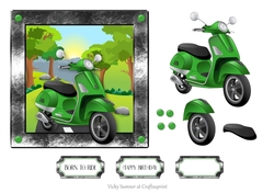 Born to Ride Green Scooter