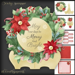 Red Poinsettia and Sentiment Plate and Stand