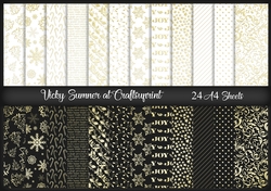 A4 Black White and Gold Christmas Paper