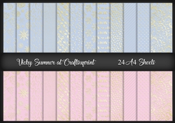 A4 Pink Blue and Gold Christmas Paper