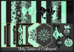 Christmas Mint and Black Embelishments