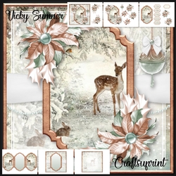 Winter Splendor Doe Rabbit and Robin