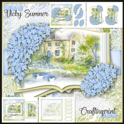 Forget me Not Cottage by the Pond Open Book