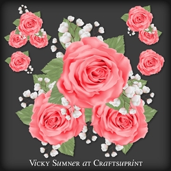 Sugar Plum Coral Rose Cluster PNG