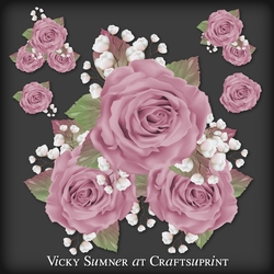Sugar Plum Mauve Rose Cluster PNG