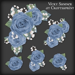 Sugar Plum Blue Rose Corner Vignette PNG